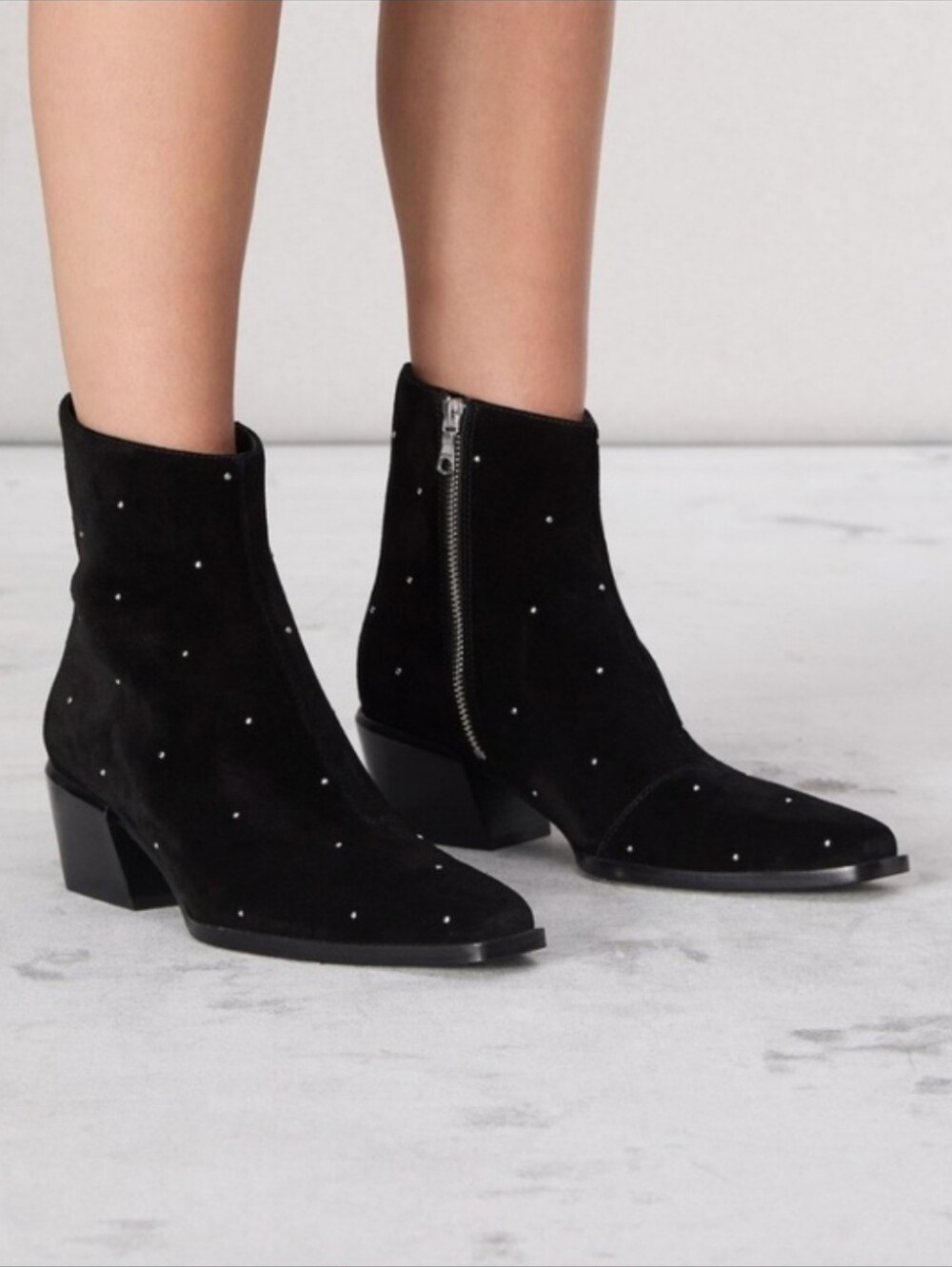 Rag & Bone Joni Studded Suede Ankle Black Boots New Size 6 / 36